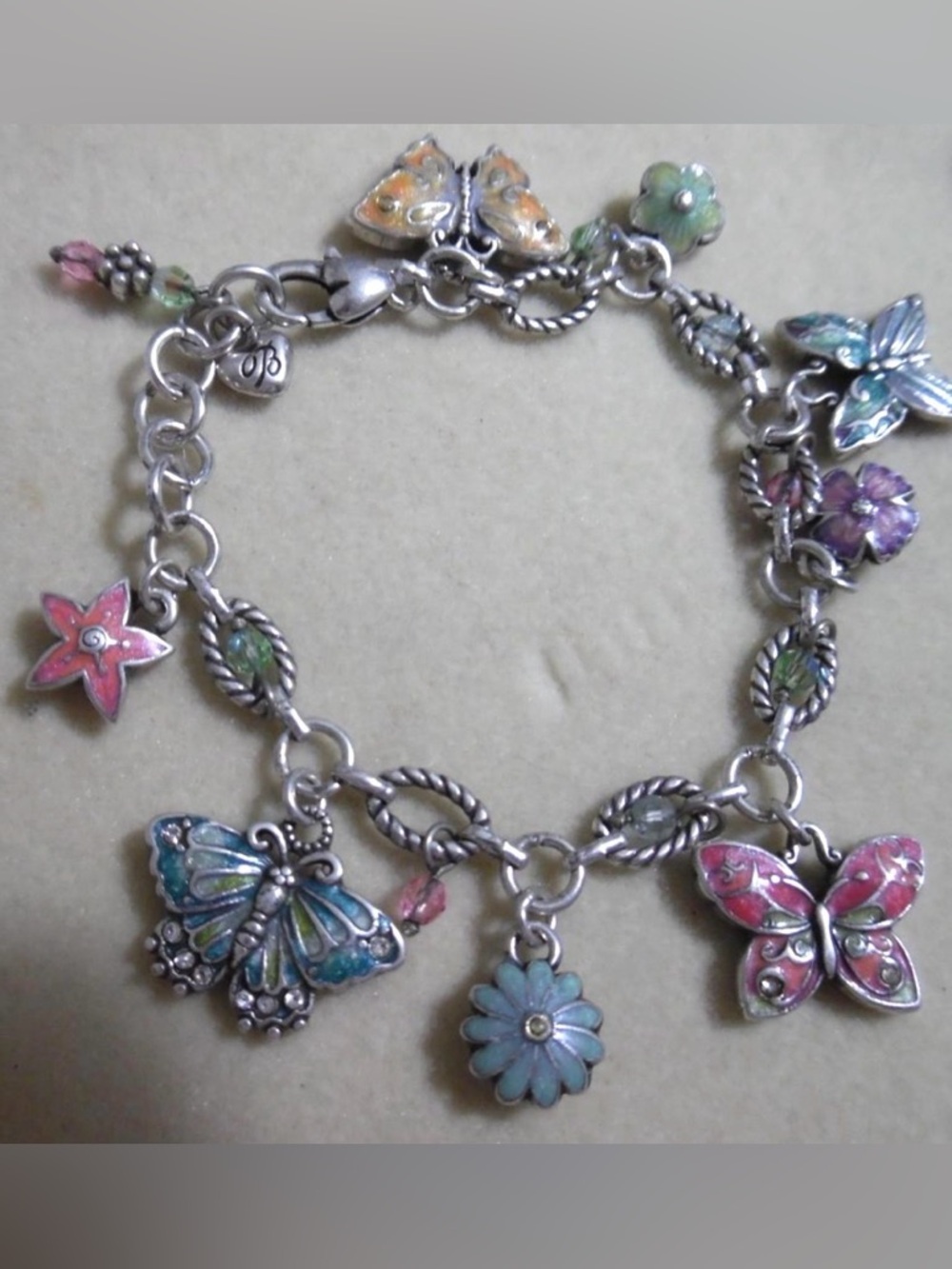 🦋 BRIGHTON 🌺 Silver Butterfly & Flower Charm Bracelet! - Picture 4 of 15